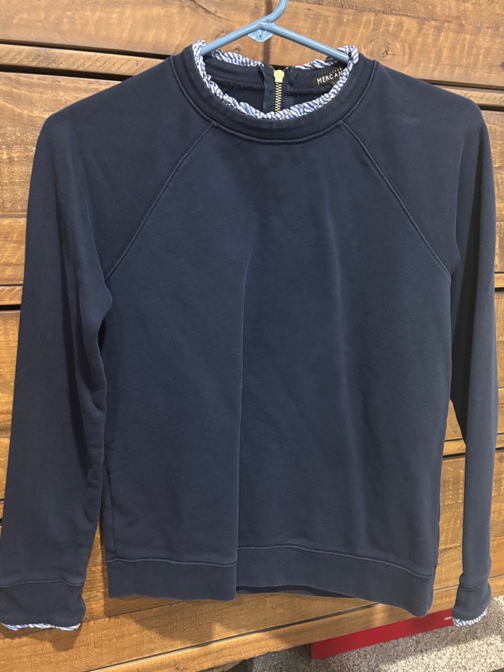 J. Crew Navy Crewneck Sweatshirt with Contrast Trim